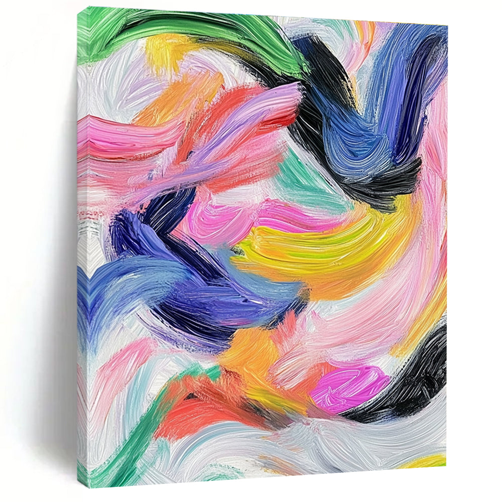 Colorful Swirling Strokes Abstract Painting with Vibrant Energy WINK231
