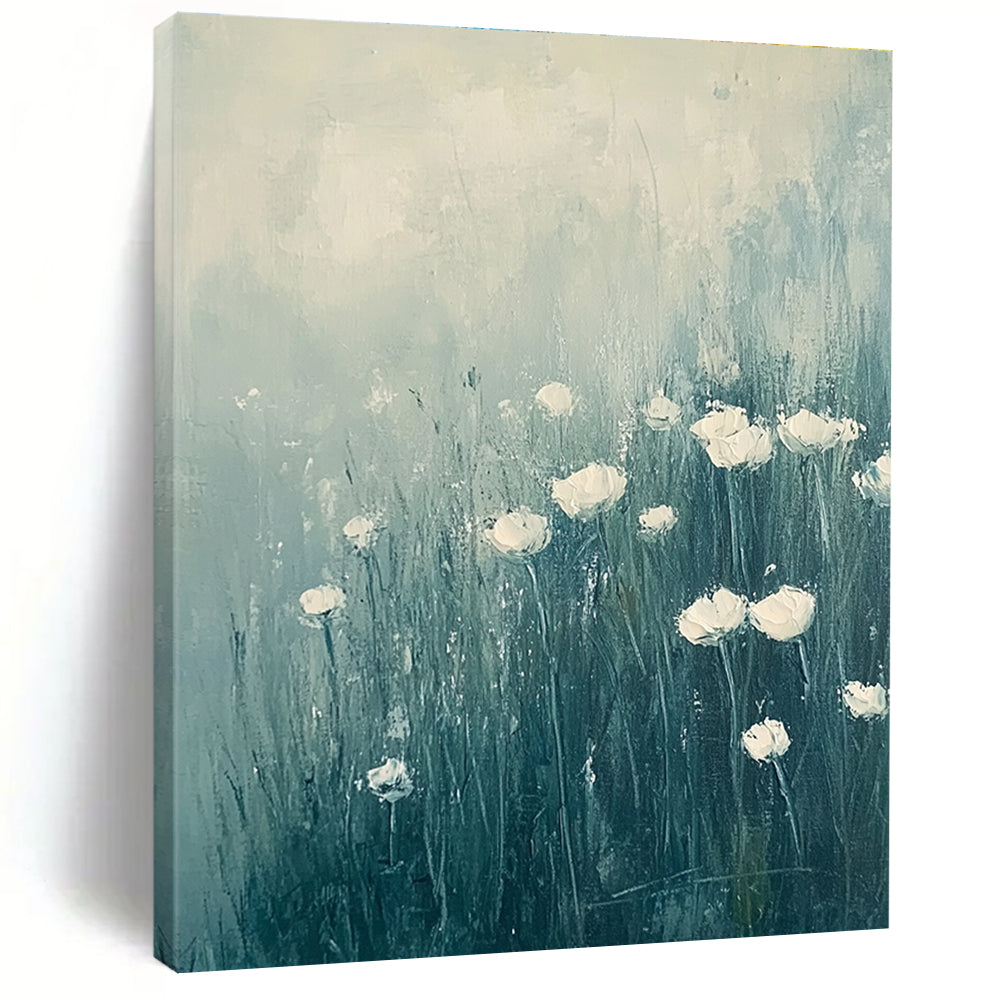 White Flower Field - Tranquil Floral Abstract Painting GAB0614