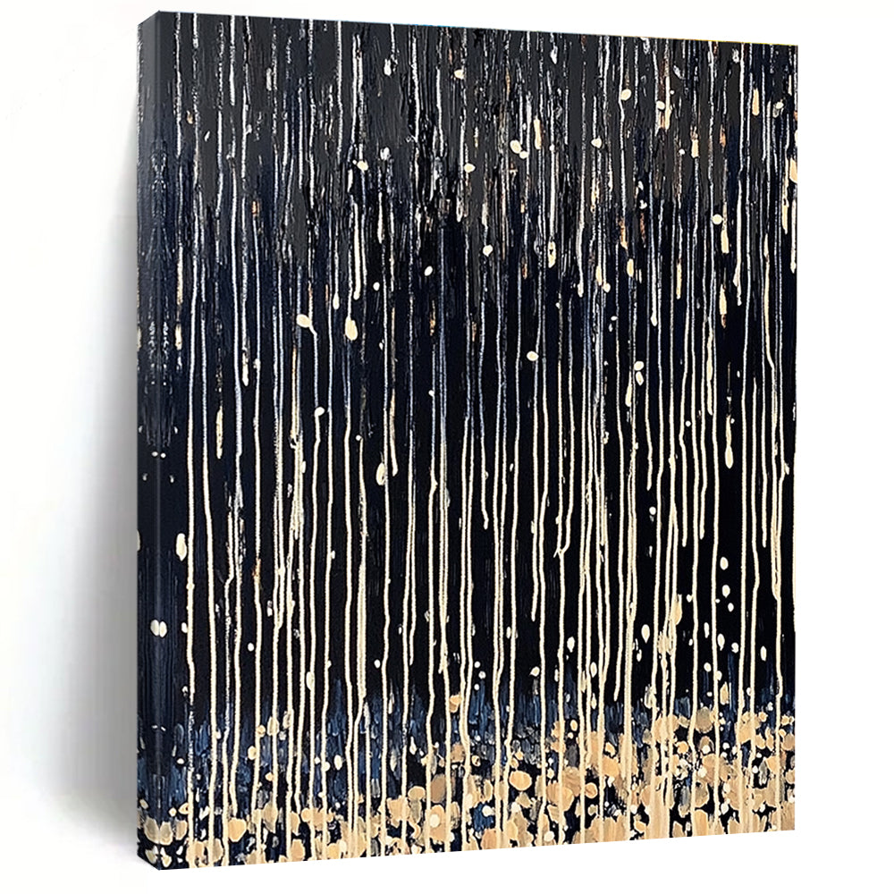 Dripping Black and White Dynamic Texture Abstract Painting GAB0276
