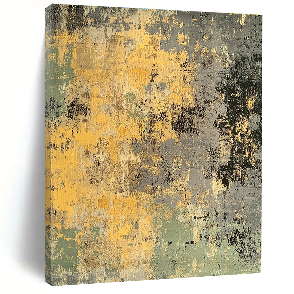 Yellow - Gray Abstract Rug with Rustic Charm WINK403