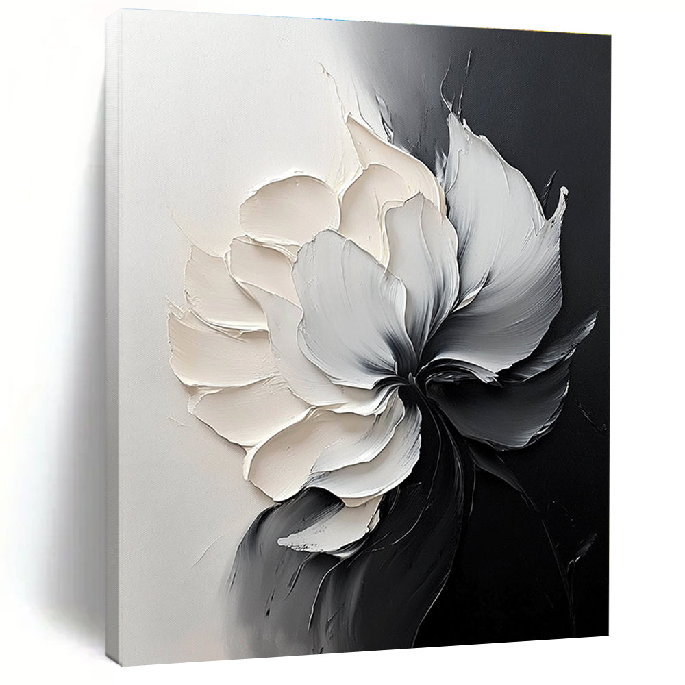 Black and White Flower Abstract Painting for Monochrome - Themed Studies GAB0999