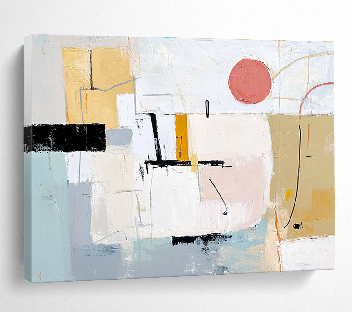 Soft - Toned Minimalist Geometric Abstract Painting ABS202