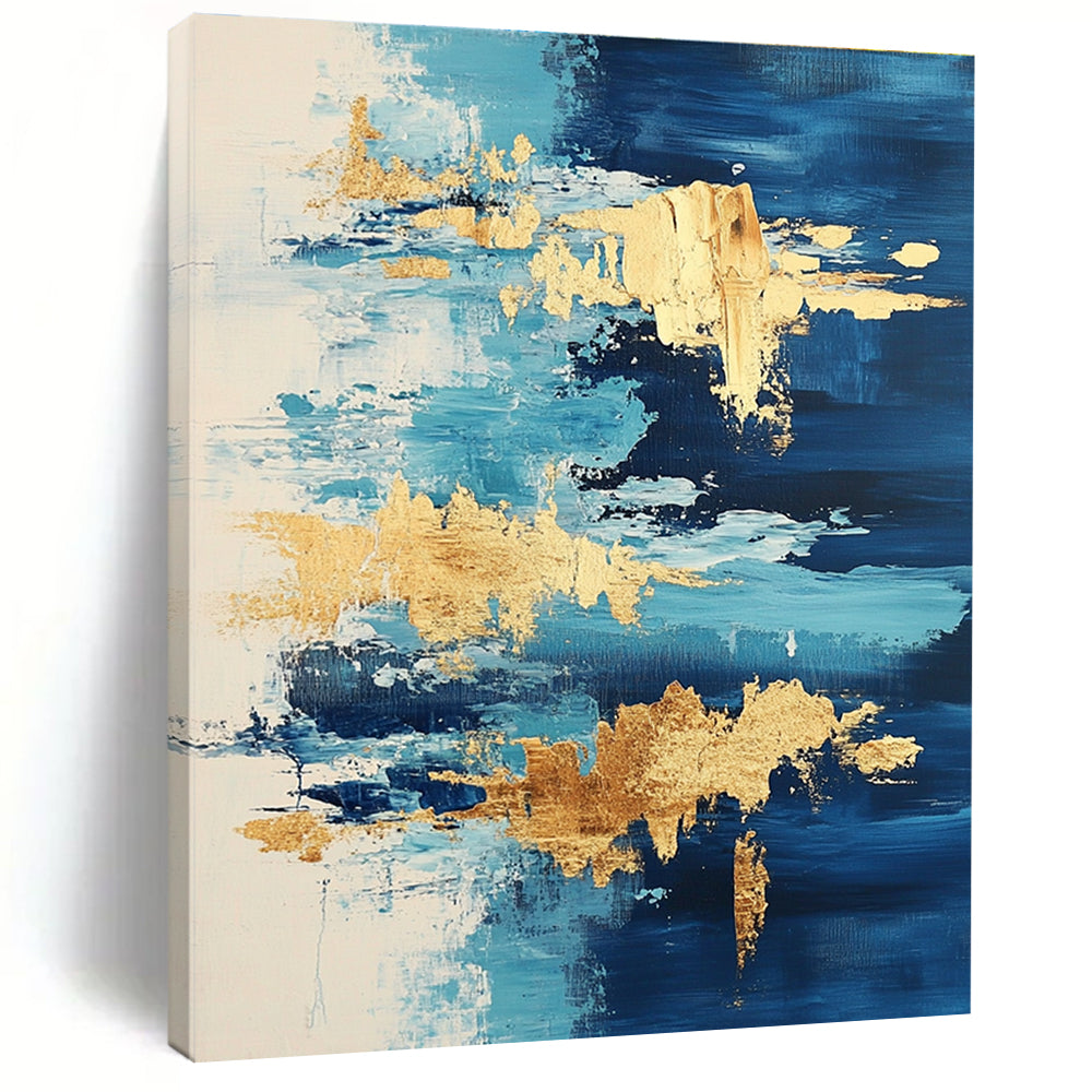 Blue - Gold Abstract Flow Painting with Fluid Luxury WINK373