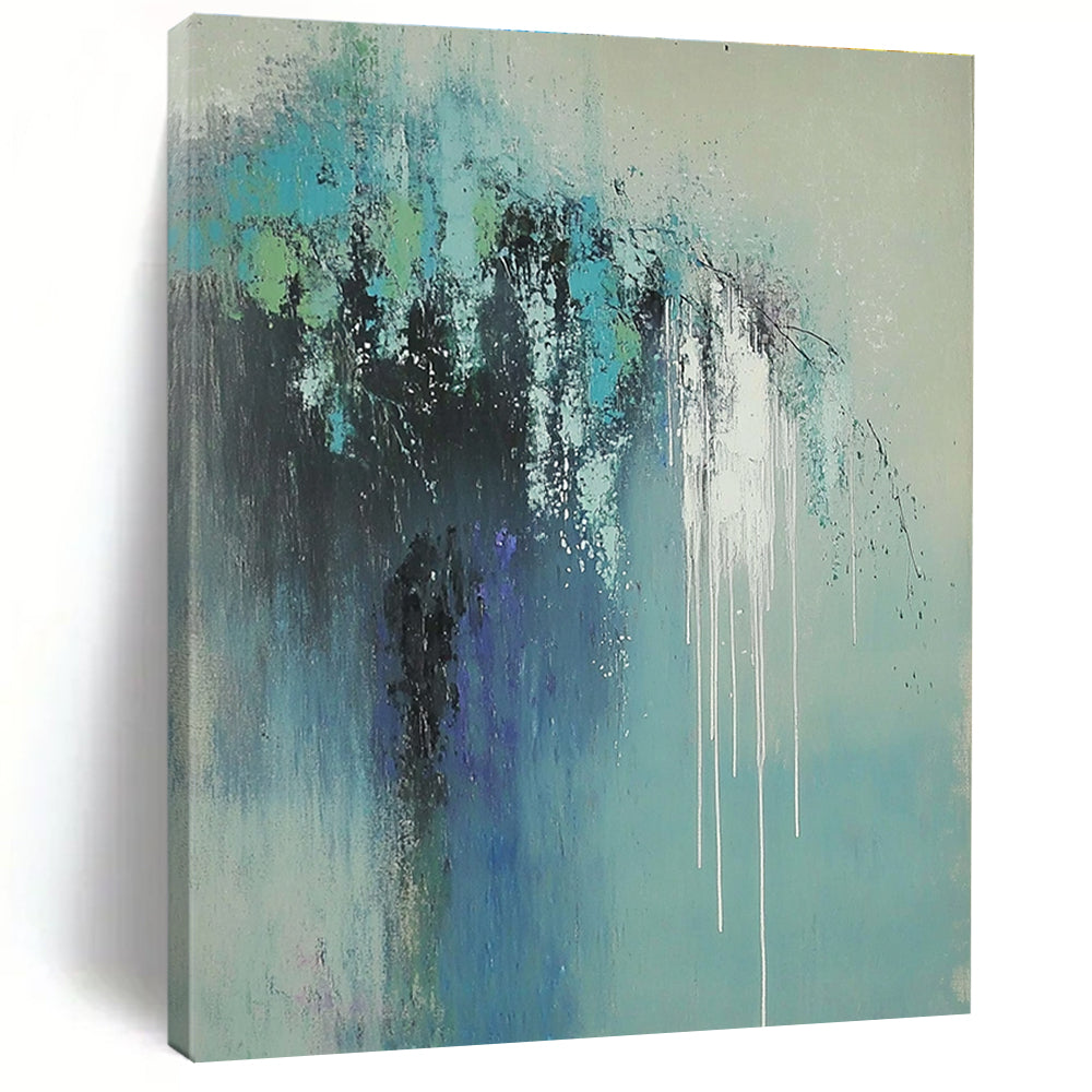 Blue - Green Dripping Abstraction Abstract Painting with Expressive Drips WINK237