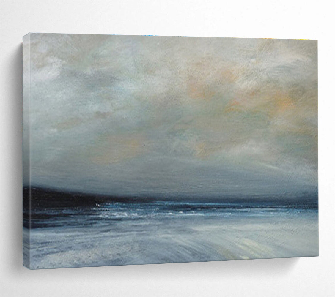 Misty Sea at Dusk Ethereal Abstract Painting for Serene Spaces YHT021