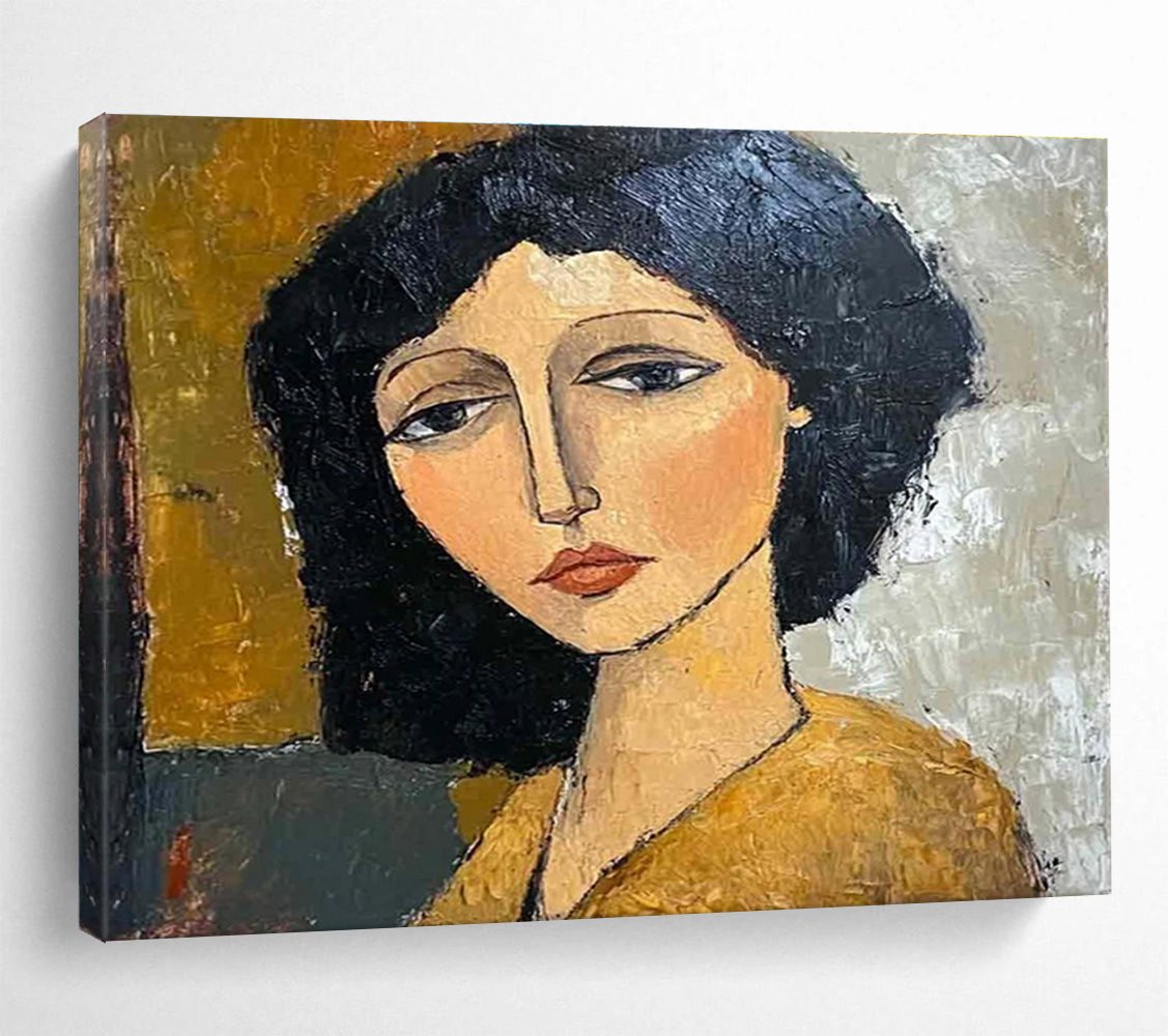Stylized Portrait Abstract Painting for Artistic Home Libraries YHT248