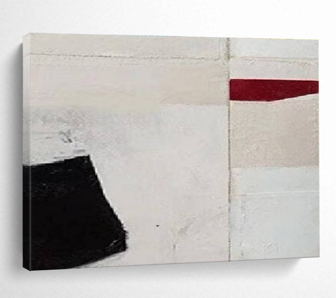 Red - Black - White Abstract Painting for Bold Minimalist Spaces YHT110