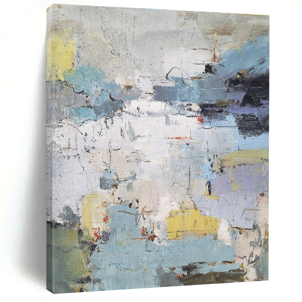 Colorful Abstract Cityscape Composition Abstract Painting for Urban - Inspired Cafes HENG352