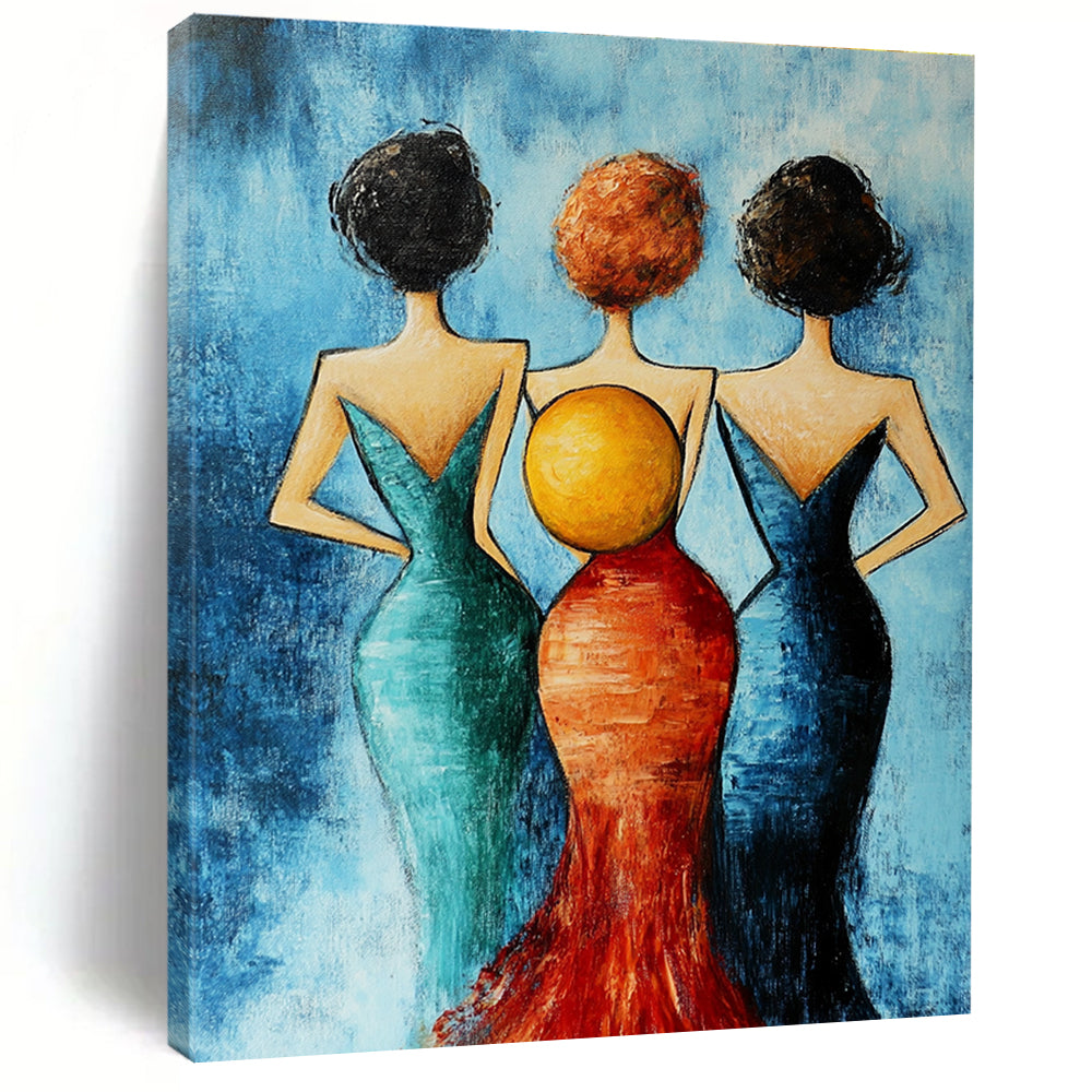 Three Women in Dresses Stylish Abstract Painting for Fashion - Forward Interiors GAB1491