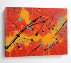Energetic Red - Orange Splatter Expressionist Abstract Painting ABS122