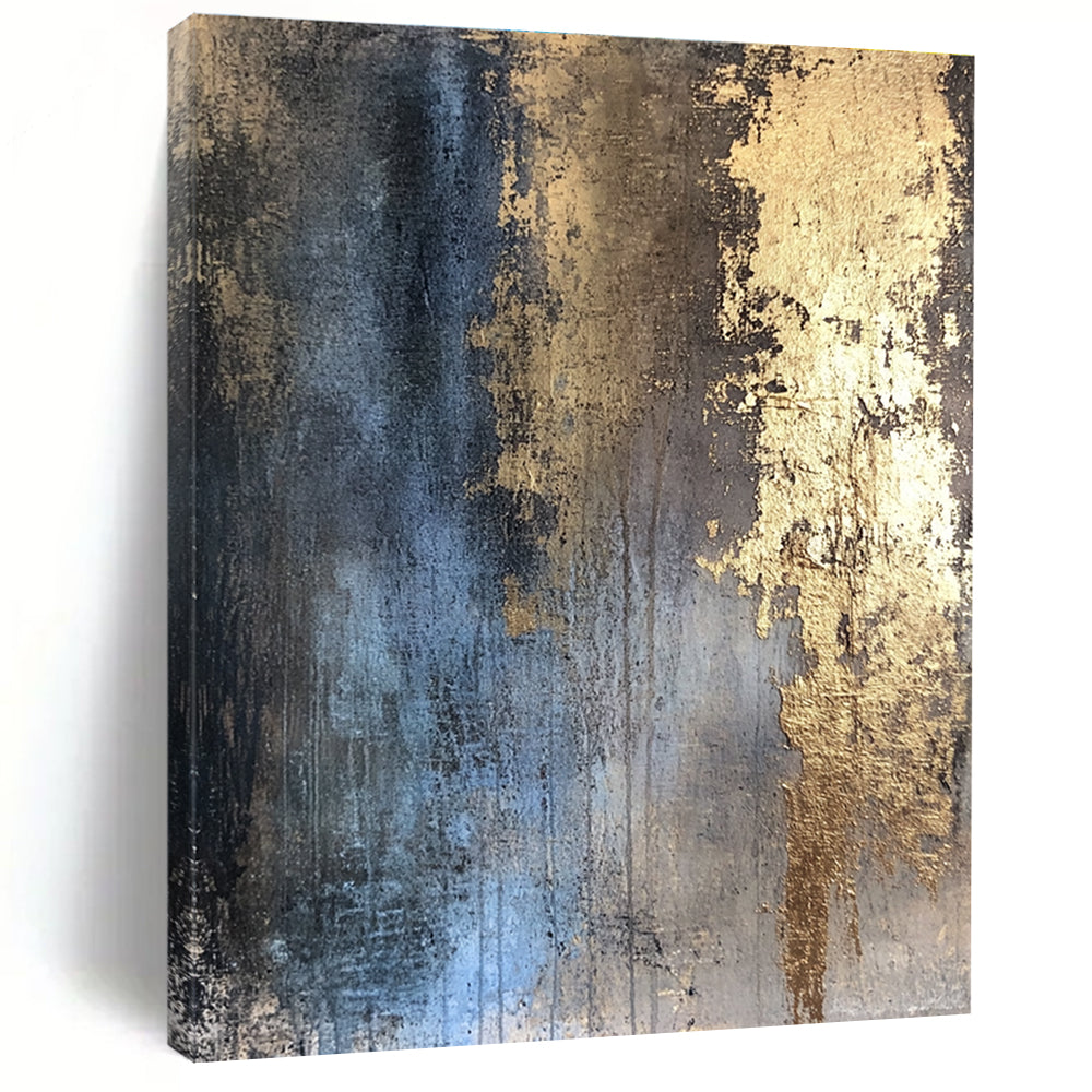 Blue and Golden Abstract Painting with Regal Allure WINK094