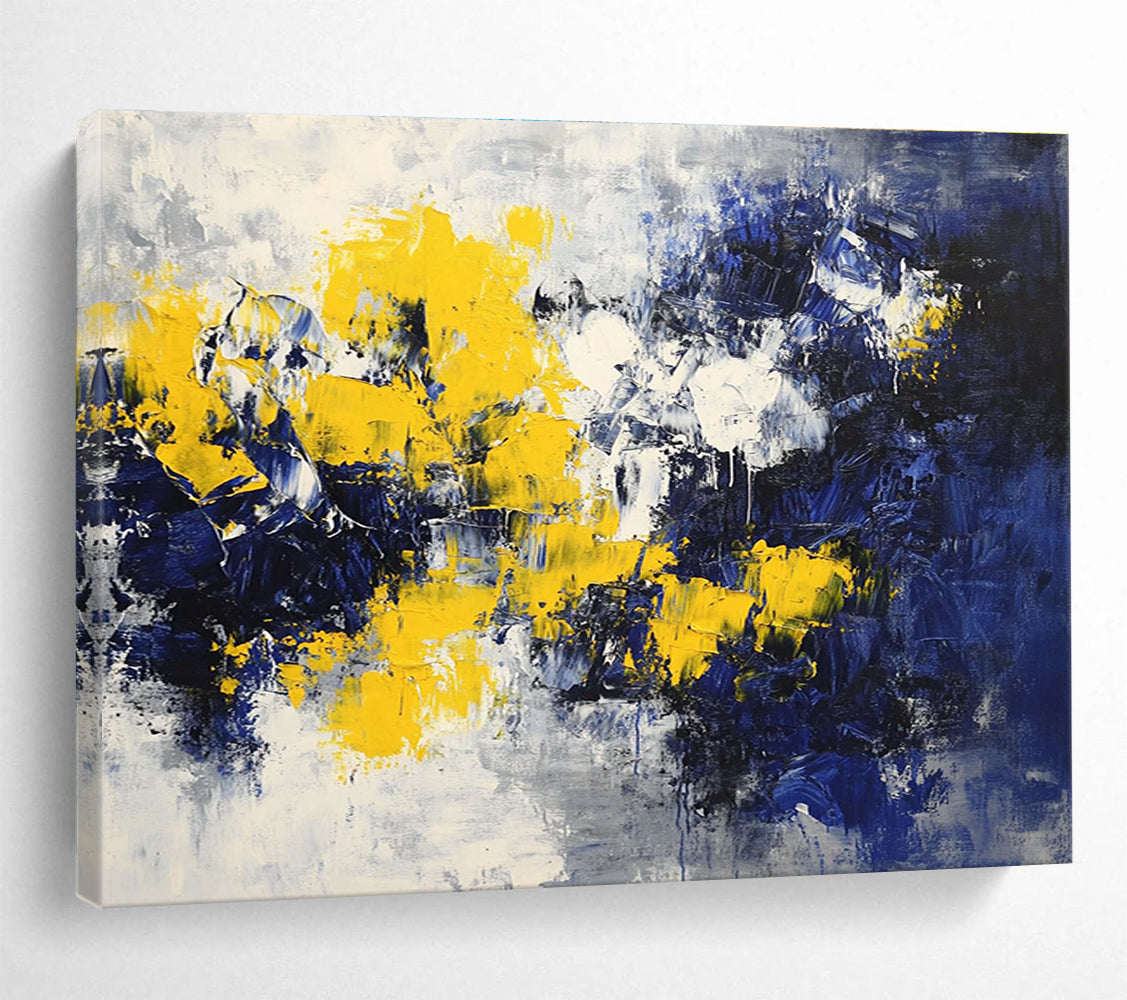 Dynamic Yellow and Blue Clash Abstract Painting ABS192