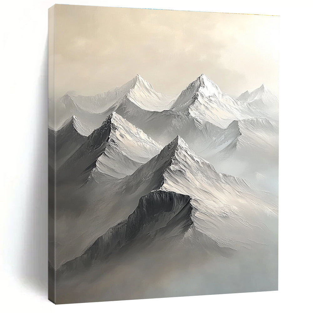 Monochrome Mountain Peaks - Serene Landscape Abstract Art GAB0411