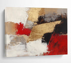Gold Red Abstract Fusion Painting with Bold Textured Contrasts ABS539