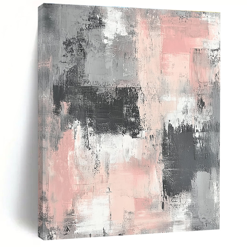 Gray and Pink Abstract Painting with Textured Layers WINK860