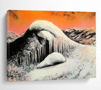 Snowy Mountain with Icicles: Stark Winter Beauty Abstract Painting ABS160