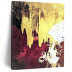 Gold Drip on Maroon Abstract Painting for Opulent Lounges GAB0764
