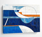 Geometric Blue - Orange Abstract Painting ABS190