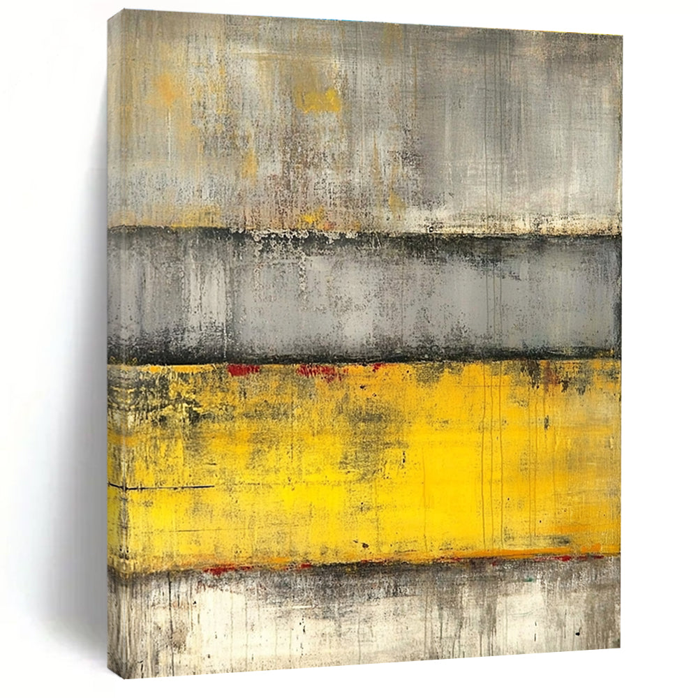 Gray Yellow Red Abstract Painting with Layered Intensity WINK542