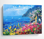 Vibrant Coastal Abstract Painting for Tropical Resort Lobbies YHT429