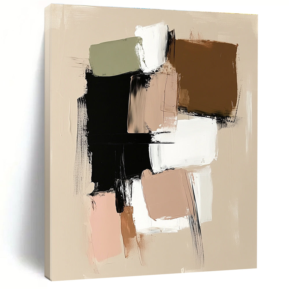 Neutral Color Block Abstract Painting for Scandinavian - Inspired Bedrooms GAB1216