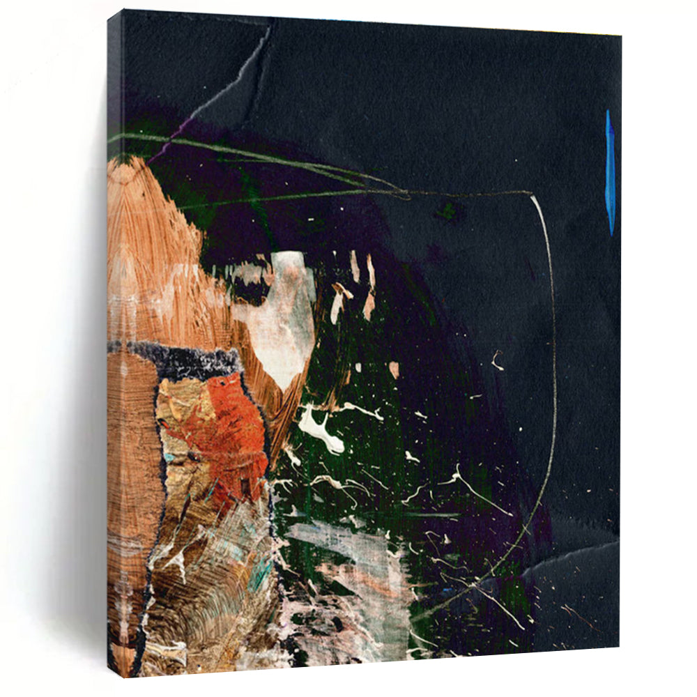 Dark - Hued Collage Abstract Painting for Avant - Garde Art Spaces HENG170