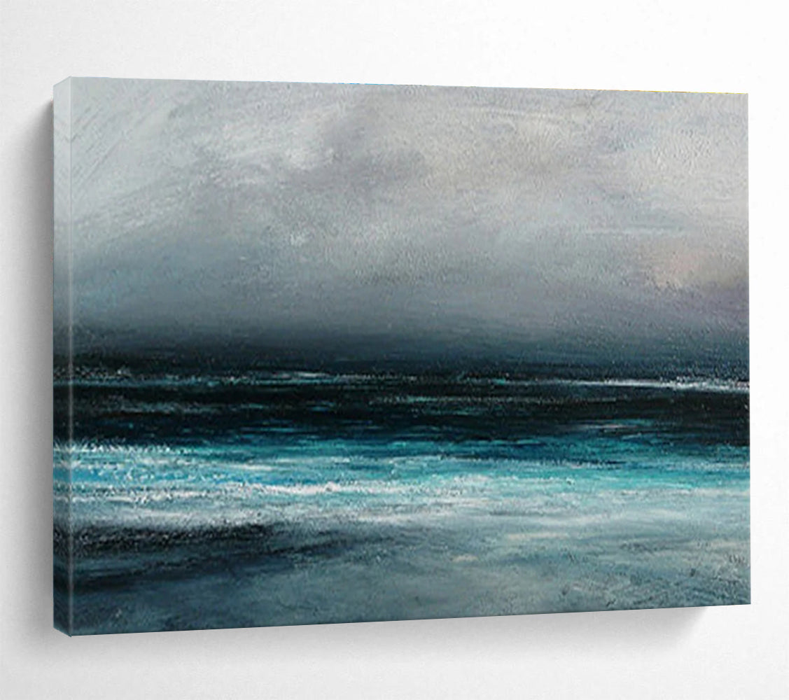 Dark Sea Abstract Mysterious Seascape Painting for Dramatic Spaces YHT034