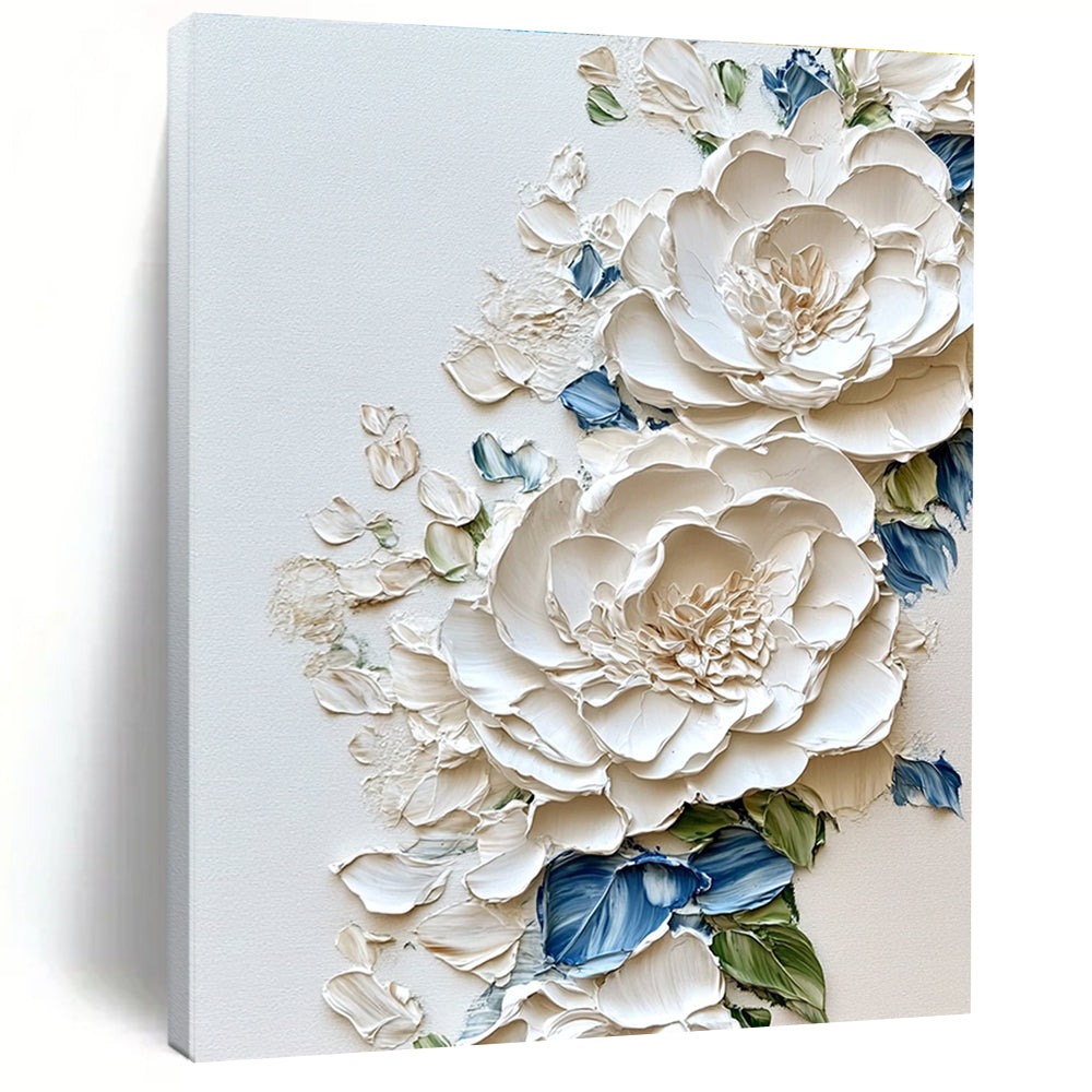 Textured White Peonies Abstract Painting for Luxurious Bridal Suites GAB0831