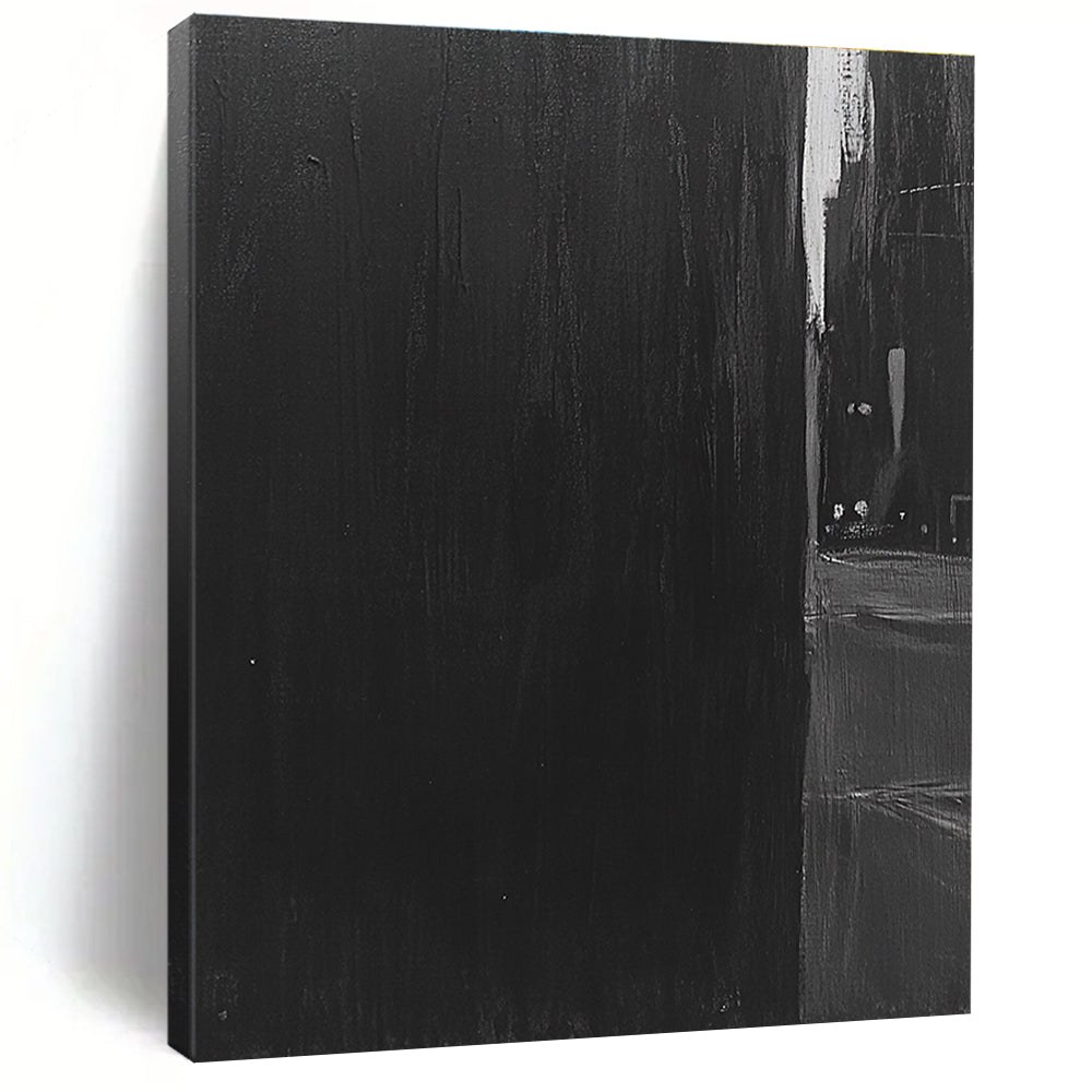 Dark Black Urban Alley Abstract Painting with Mysterious Ambiance WINK016