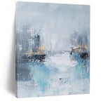 Misty City River - Urban Landscape Abstract Painting GAB0630