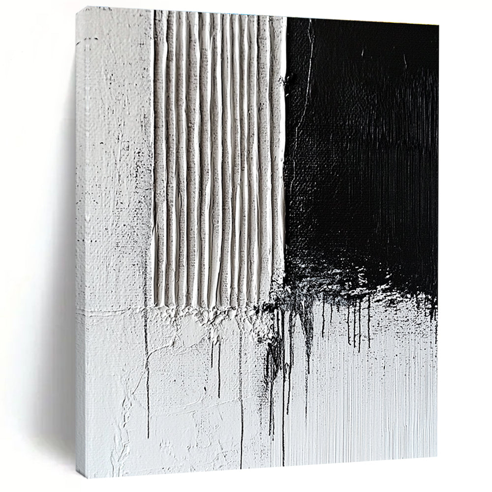 Black and White Drip Abstract Painting for Industrial - Styled Lofts GAB1025