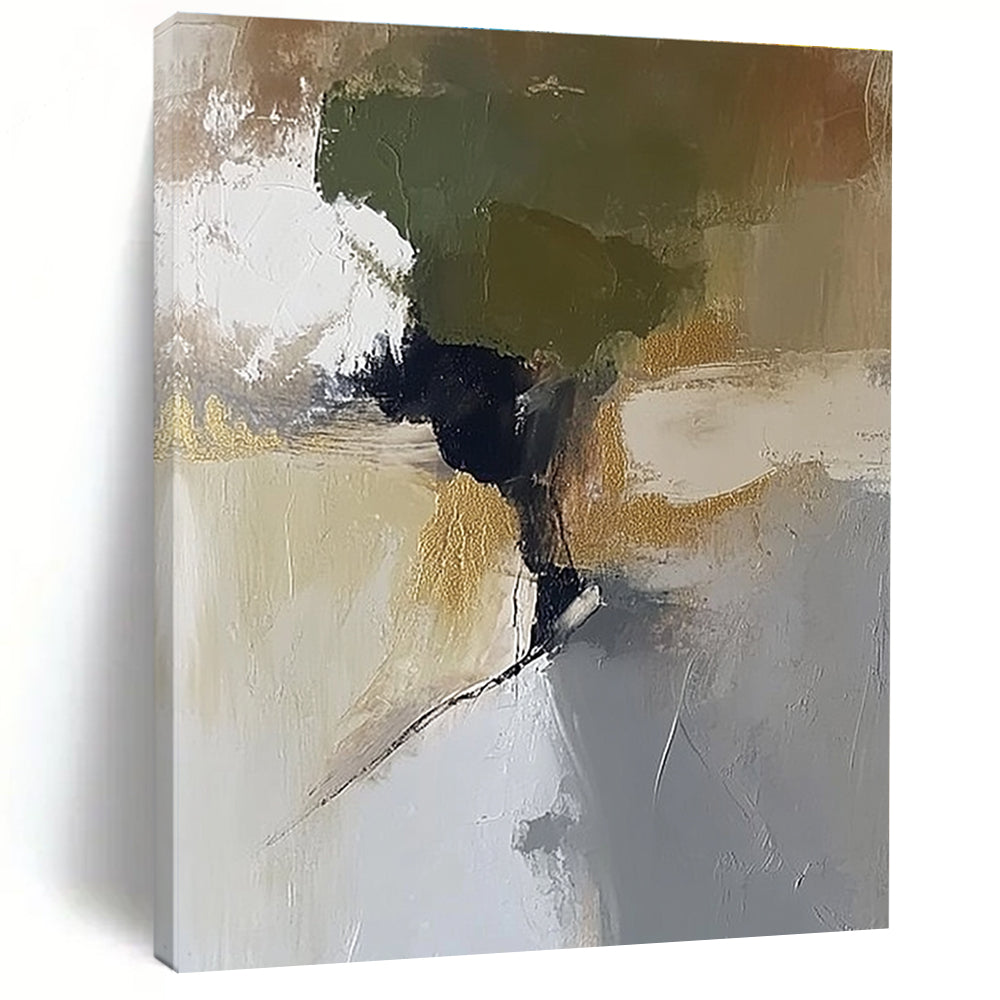 Green - Gold Abstract Fusion Painting with Subtle Elegance WINK434