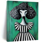 Poodle in Striped Dress Painting of Elegant Quirkiness GAB0134