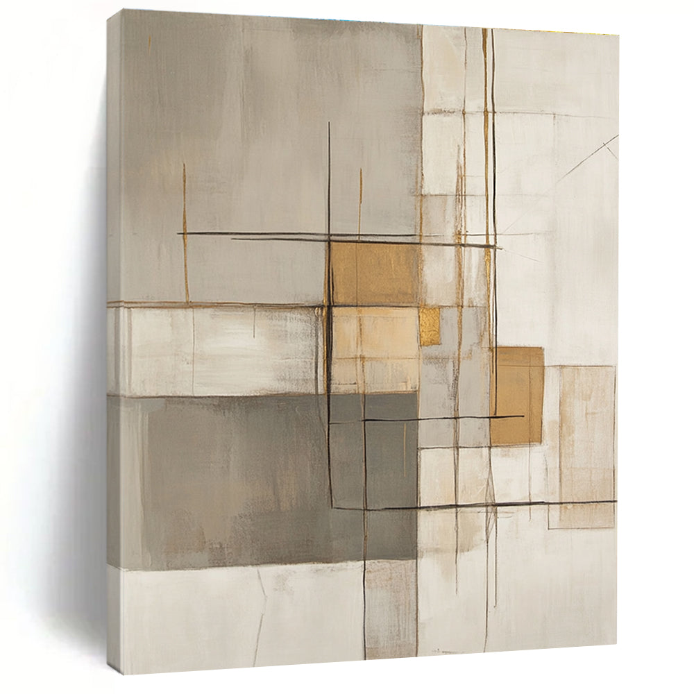 Gold Accent Geometric Abstract Painting for Luxury - Styled Residences GAB1095
