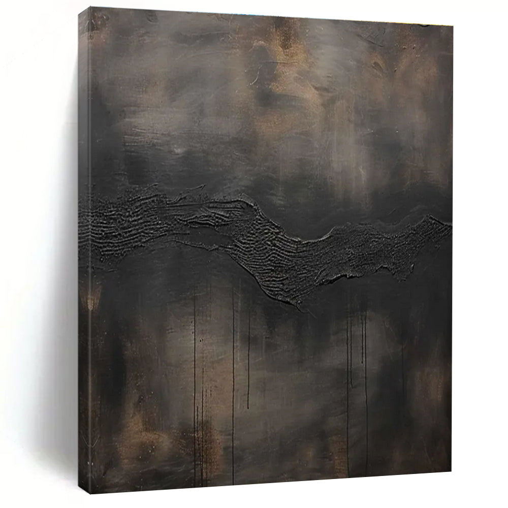 Dark Textured Wave Abstract Painting for Moody Home Theaters HENG506