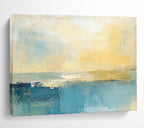 Soft Coastal Abstract Painting with Muted Blues and Yellows ABS245