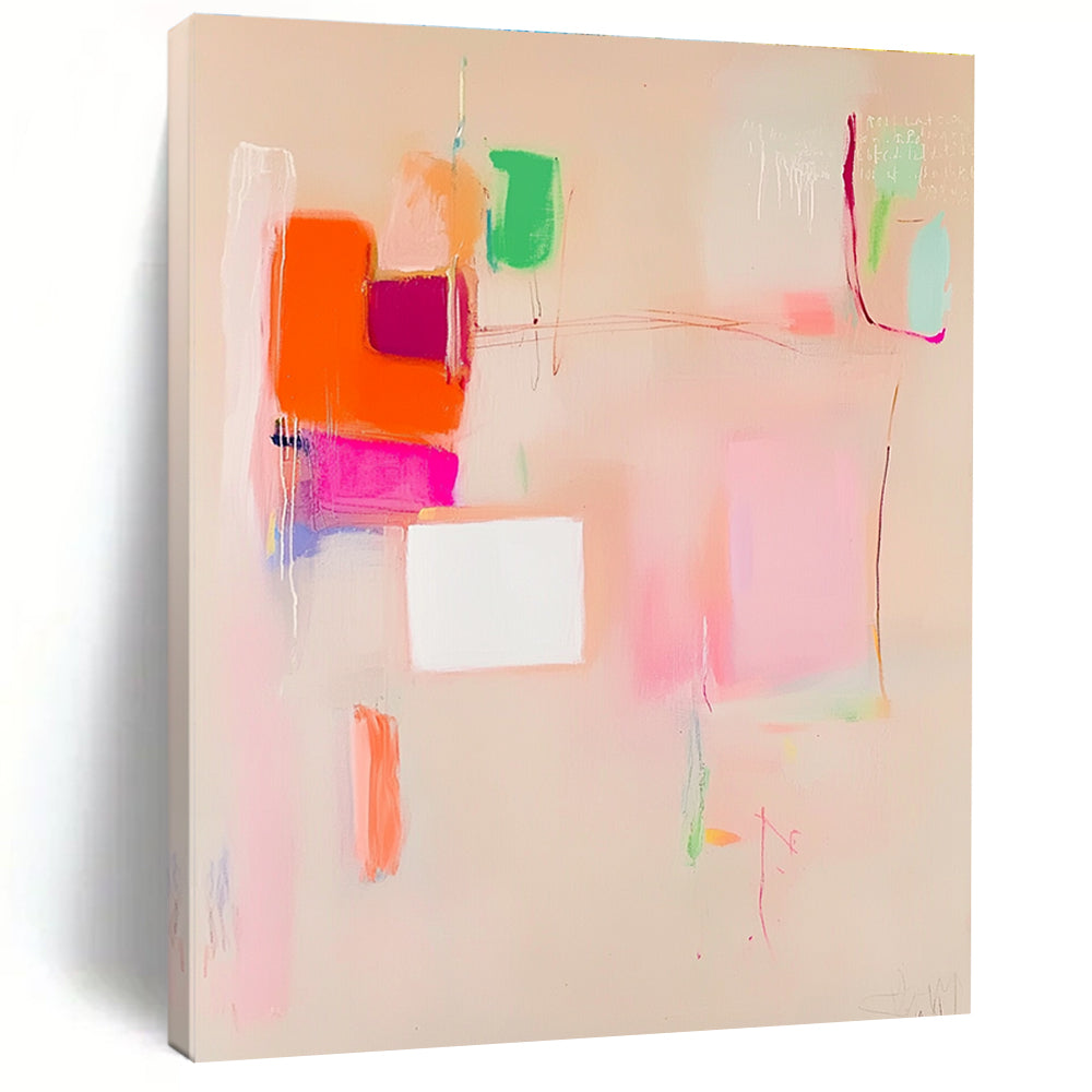 Pastel Color Block Abstract Painting for Bohemian - Style Cafes GAB1211