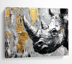 Rhino with Gold Accents and Textured Surface Abstract Painting ABS327