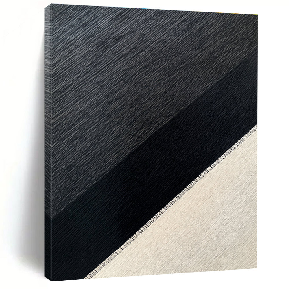 Black - Gray Textured Weave Abstract Painting with Industrial Chic WINK215