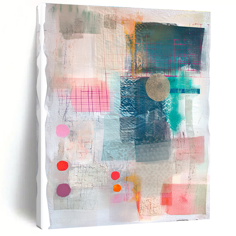 Grid and Color Collage Abstract Painting with Structured Creativity WINK203