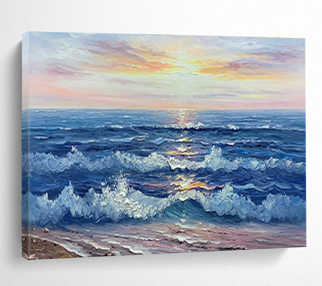 Sunset Sea Abstract Painting for Nautical - Inspired Living Rooms YHT218