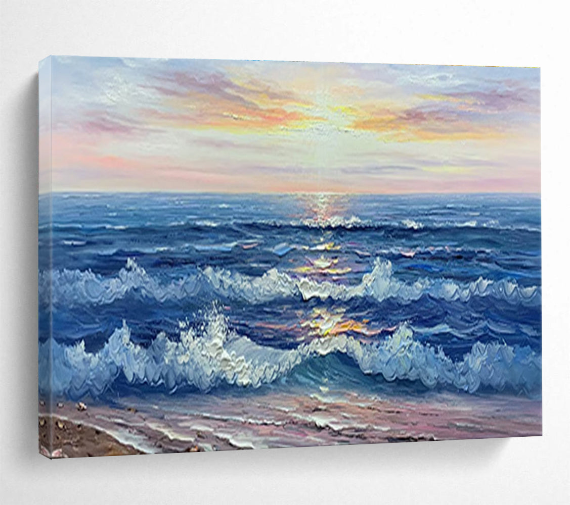 Sunset Sea Abstract Painting for Nautical - Inspired Living Rooms YHT218