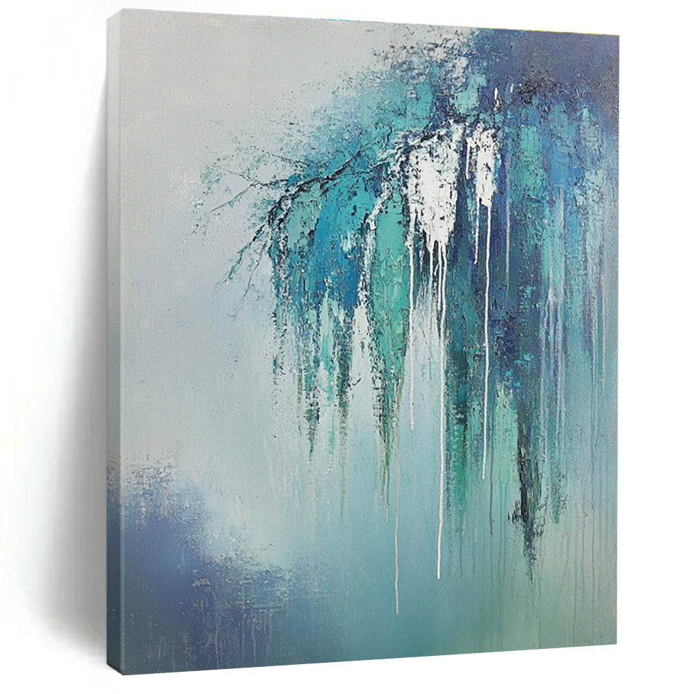 Dripping Blue Branches Ethereal Nature Abstract Painting GAB0266