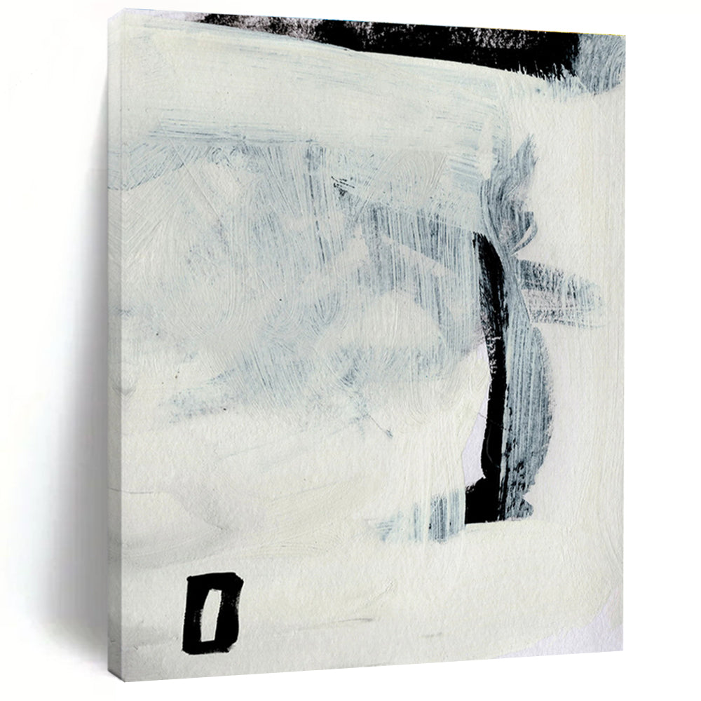 Subtle Black - White Abstract Painting for Zen - Inspired Reading Nooks HENG204
