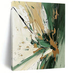 Textured Abstract Painting with Green and Gold Palette GAB0668