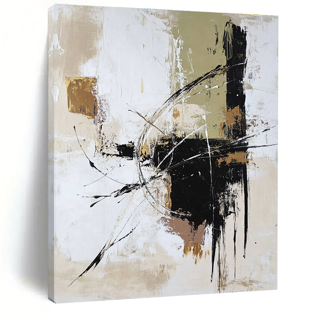 Gold and Black Dynamic - Line Abstract Painting for Luxury Boutiques GAB0887