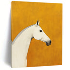 Minimalist White Horse Portrait Abstract Painting for Equestrian Lovers GAB1391