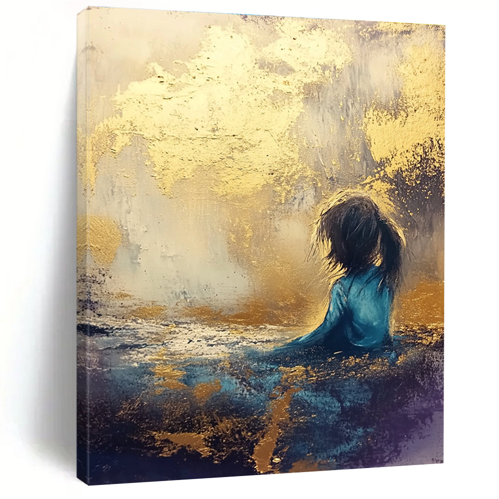 Girl in Golden Light Abstract Painting for Serene Bedrooms GAB0794