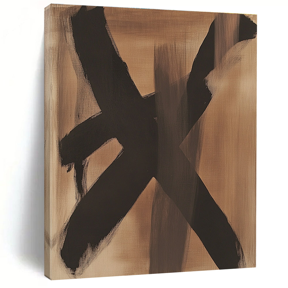 Brown Black Gestural Abstract Painting with Expressive Strokes WINK612