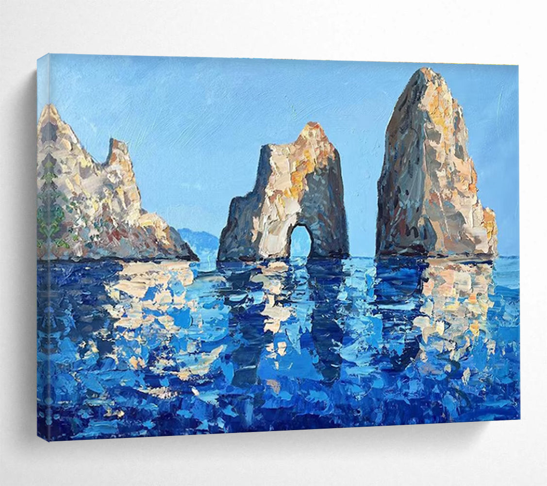 Sea Rocks Abstract Painting for Beachfront Home Studies YHT478